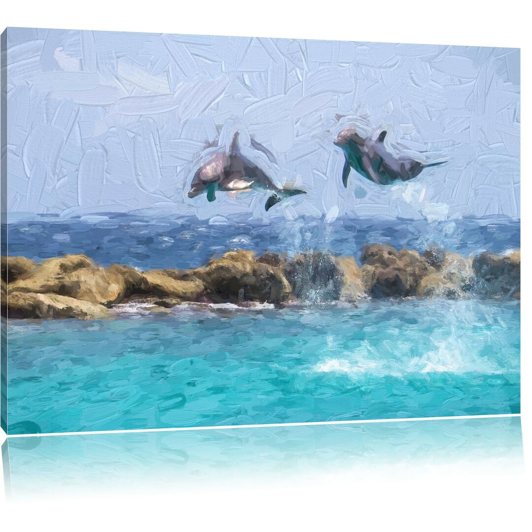 Leinwandbild Jumping Dolphins