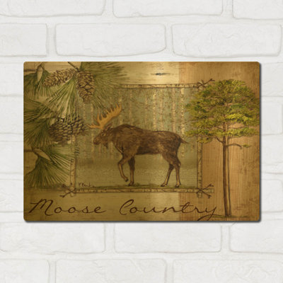 « Pays des orignaux » par Paul Brent, tableau mural en métal doré, 40,6 cm x 30,5 cm