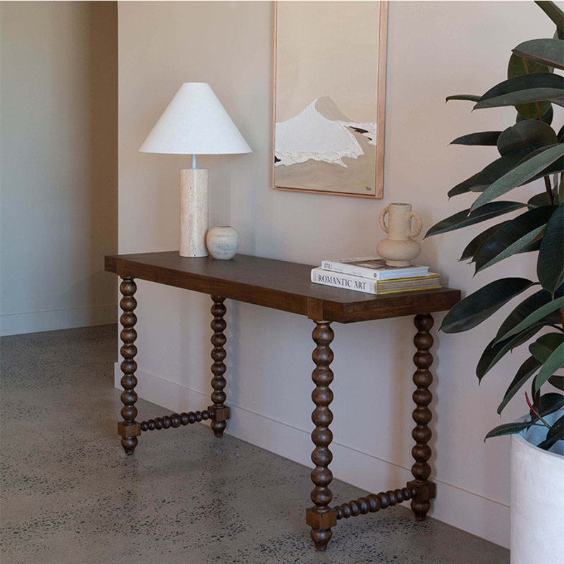American-style antique solid wood console table, 29.5" H x 55" W x 19.6" D