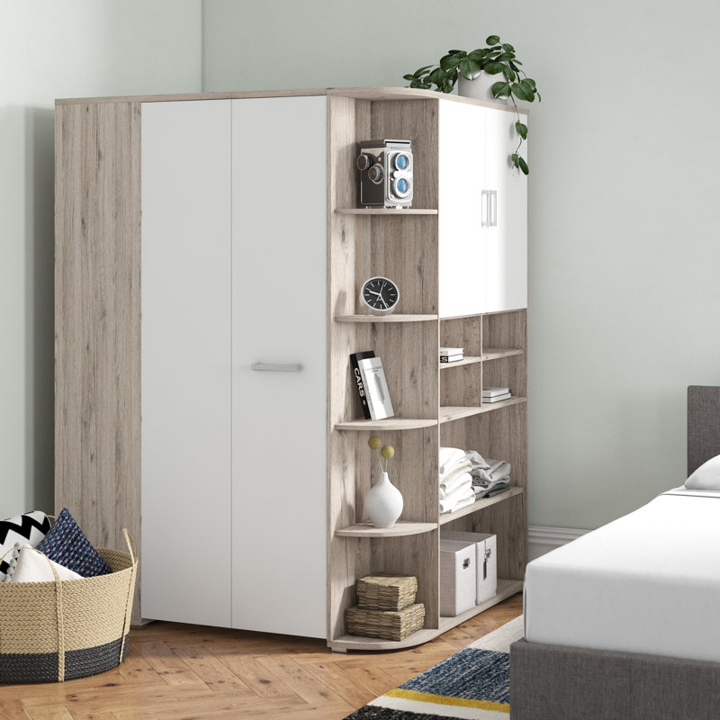 Petrin 1 Door Manufactured Wood Wardrobe, Grey/White