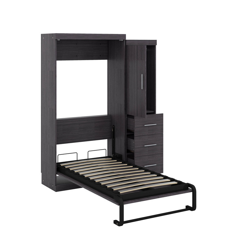 Lit escamotable simple avec garde-robe et tiroirs, Simple