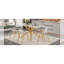 Luxurious Modern Dining Table Sets, Marble-pattern Glass, Gold & Transparent Chairs