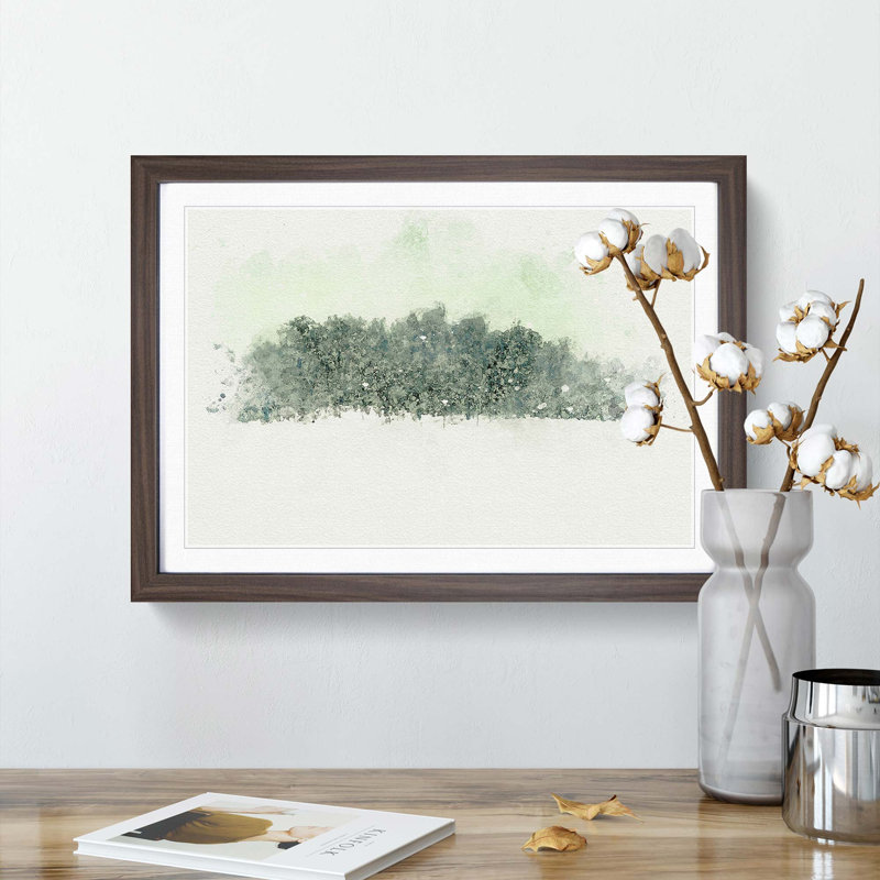 Forest at Wintertime in Abstract - Picture Frame Graphic Art Print, 27cm H x 36cm W x 2cm D, Walnut Framed