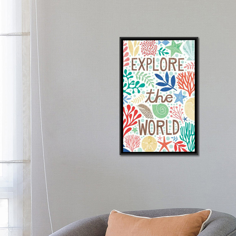 « under sea i », impression sur toile, H 26 po x l 18 po x P 1,5 po, Toile avec cadre noir, Pas de tapis