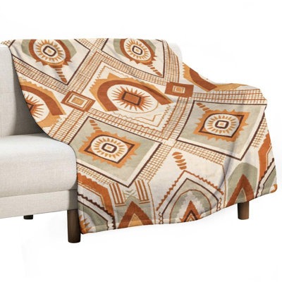 Geometric Diamond(4) Luxury Flannel Throw Blanket, Soft Warm Fuzzy Blanket for Living Room Sofa Bed Home Decor