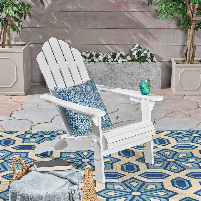 Comfortable And Stylish Hollywood Foldable Adirondack Chair For Outdoor Relaxation, Ideal For Poolside And Patio Use, White