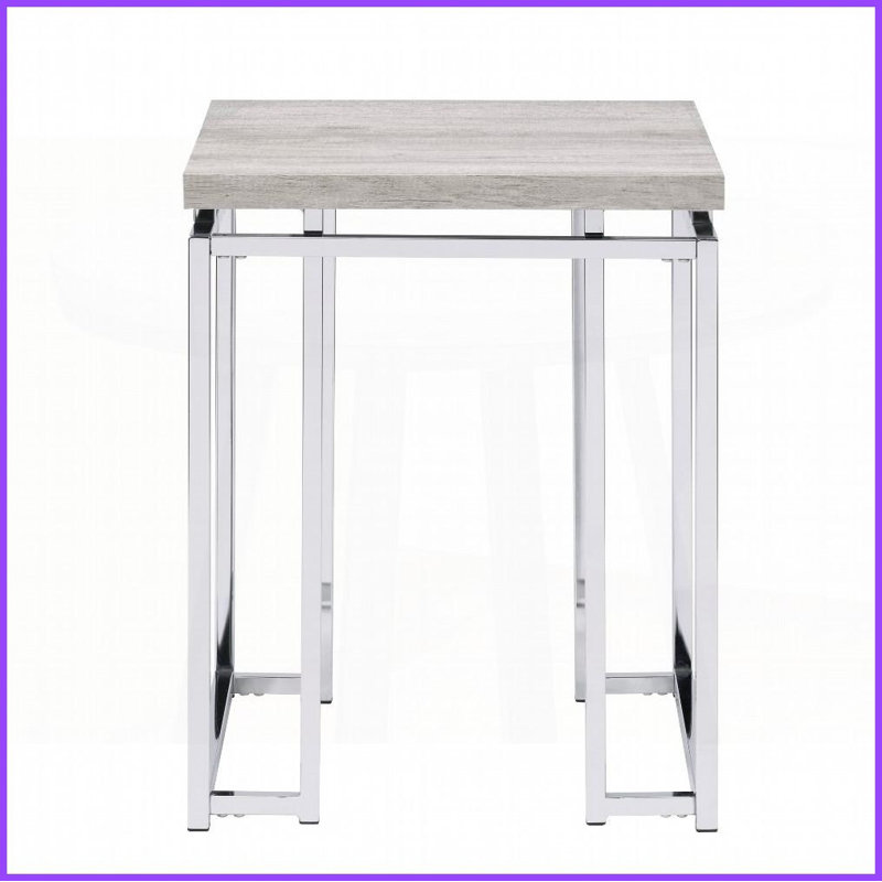 Chêne naturel moderne Table basse chromée avec base en métal - spacieuse et stable pour le salon