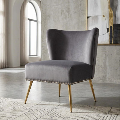 Fauteuil d'appoint en tissu imprimé, fauteuil de chambre sans accoudoirs avec pieds en métal, fauteuil d'appoint rembourré moderne pour le salon, la chambre et les petits espaces