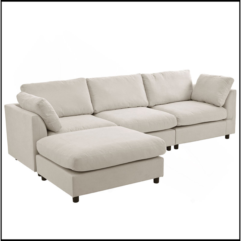 Canapé modulaire convertible Upholstery, canapé en L avec méridienne réversible, Beige