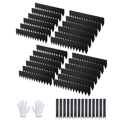Bordure de paysage en acier galvanisé, bordure en métal 40 po x 8 po pour l'aménagement paysager avec 26 pinces de fixation, bordure de jardin en métal robuste pour lit de fleurs, sentier de jardin, noir