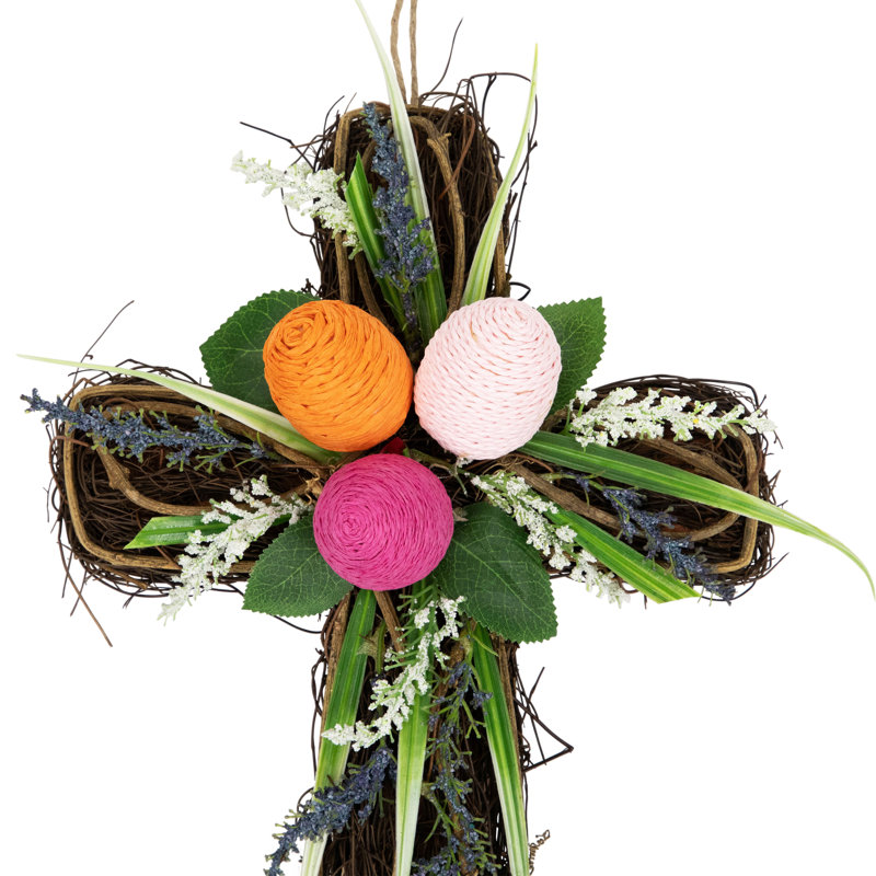Décoration murale Twig Cross avec œufs de Pâques