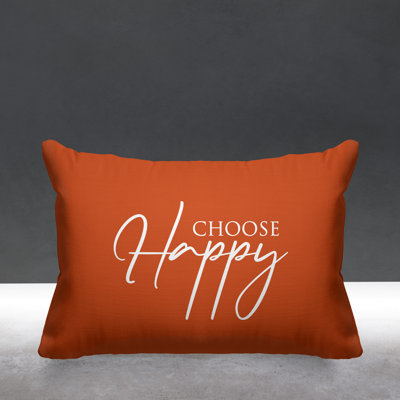 Aspire Choose Happy Outdoor Rectangular Pillow Cover & Insert