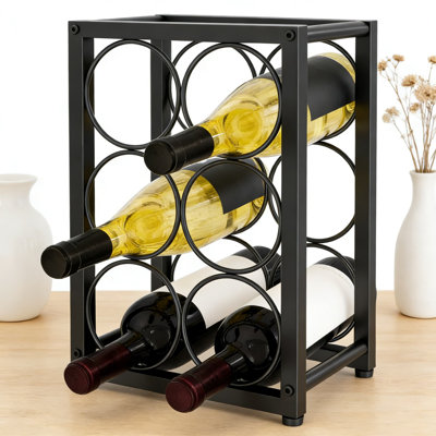 Modern Tabletop Wine Rack For 6 Bottles, Freestanding Metal Wine Bottle Holder, Space-Saving Countertop Storage For Kitchen, Cabinet, Or Pantry by Millwood Pines