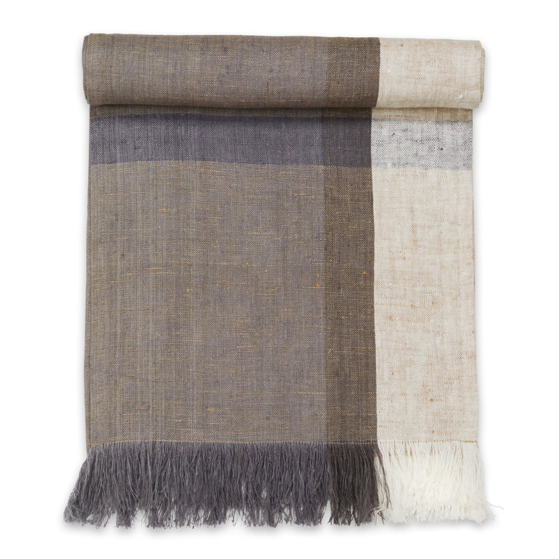 CAFE Handwoven Flax Linen Table Runne, Brown