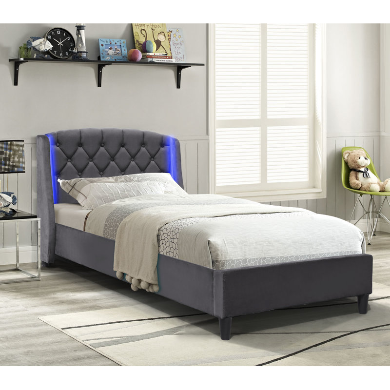 Abdirashid Upholstered Bed Frame, Grey