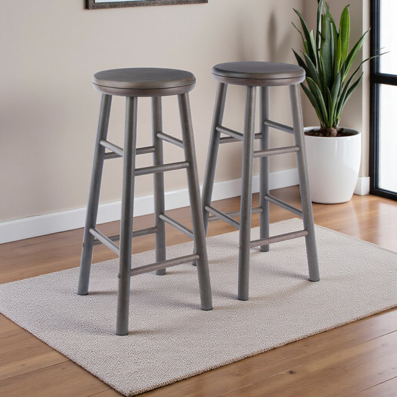 Harlan Gray 2-Piece Swivel Seat Bar Stool Set, 29.96'' H X 13.19'' W X 13.19'' D, Oyster Gray