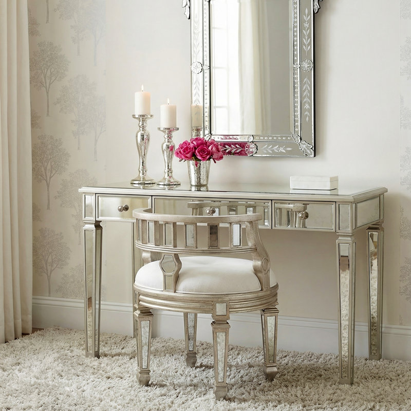 Rebecca Mirrored 21"W Vanity Stool