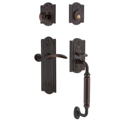 Nostalgic Warehouse Meadows Plate C Grip Handleset with Single Cylinder Deadbolt and Swan Lever
