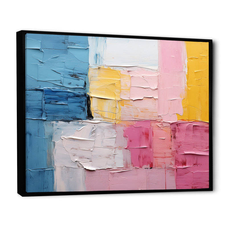 Patchwork abstrait II - impression, Cadre flottant noir, H 24 po x l 32 po x P 1 po