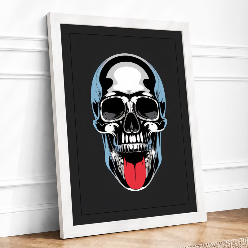 Skull With Crimson Tongue Modern - Print, A4 - 29.7 x 21.0 cm, White