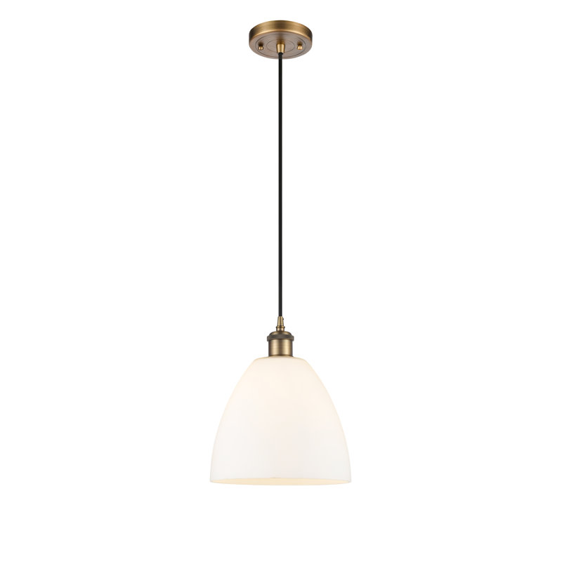 Haruka 1 - Light Single Pendant, White, 13.25" H x 9" W x 9" D, Brushed Brass