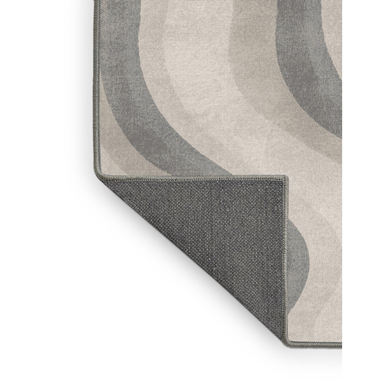 Tapis beige moelleux et moelleux à motif abstrait moderne et contemporain de couleur beige du 4 juillet, 7 x 9