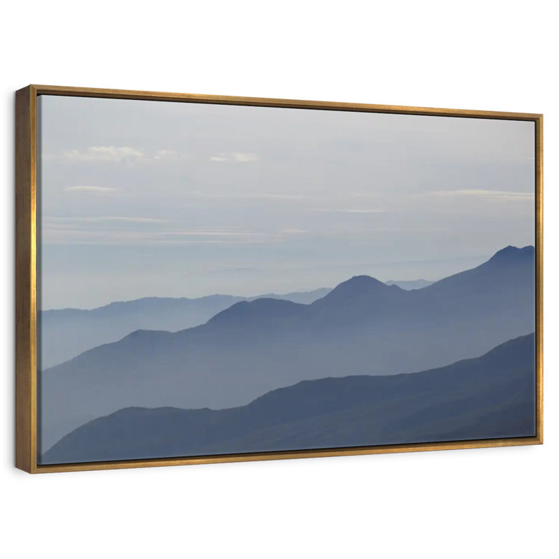 Foggy Mountain Range, Floating Frame Gold, 13" X 9"