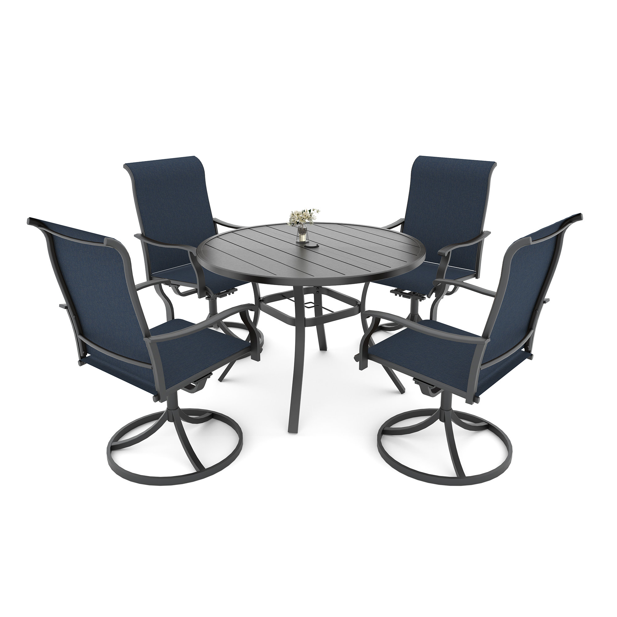 Red Barrel Studio® 4 - Person Round Dining Set With Swivel Chairs | Wayfair