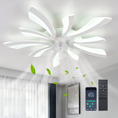 Ventilateur de plafond à DEL à intensité variable réversible à 7 pales 27,55 "avec lumière et télécommande Abson