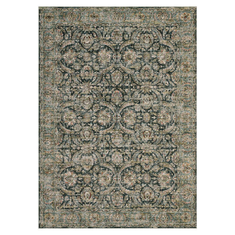 Tapis lavable rétro pour chambre à coucher, salon, salle à manger, Noir, Rectangle 5 pi x 7 pi