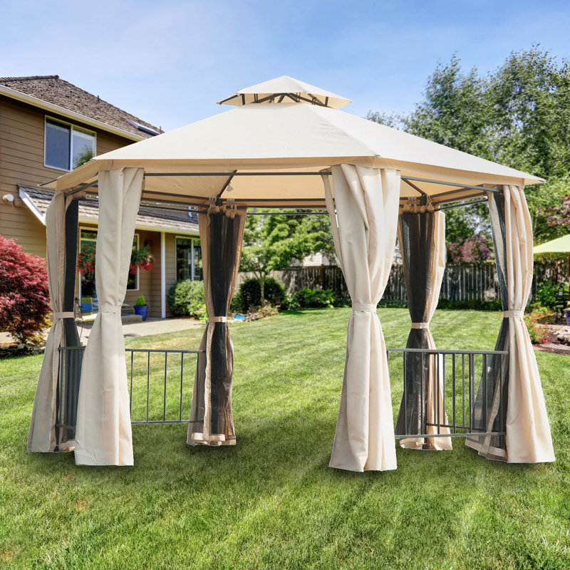 Beige Whisper 12' x 12' Double-Tiered Gazebo Canopy Replacement