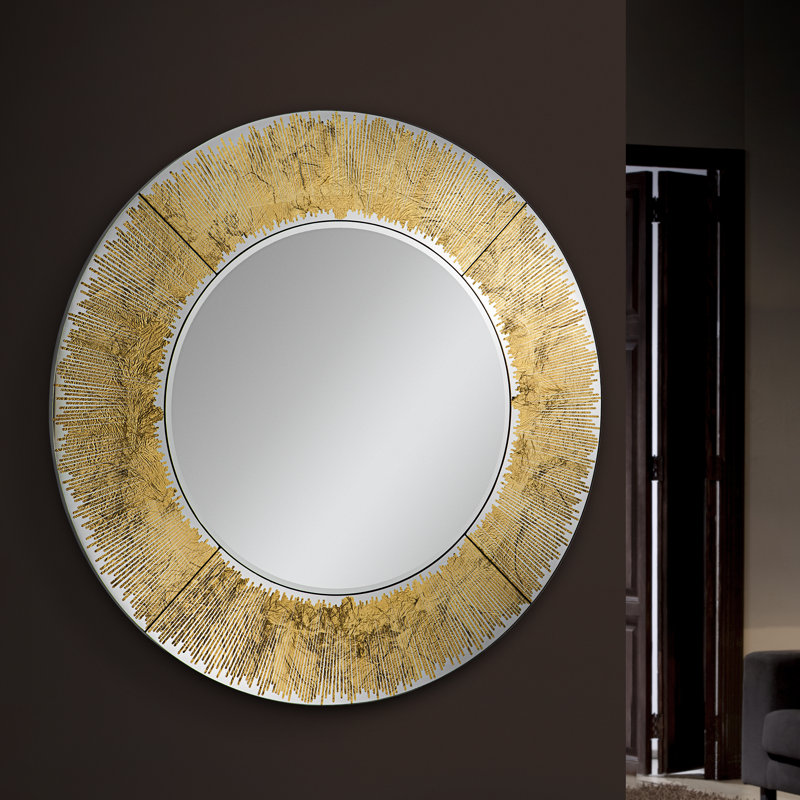Orey Wood Flat Wall Mirror, Gold