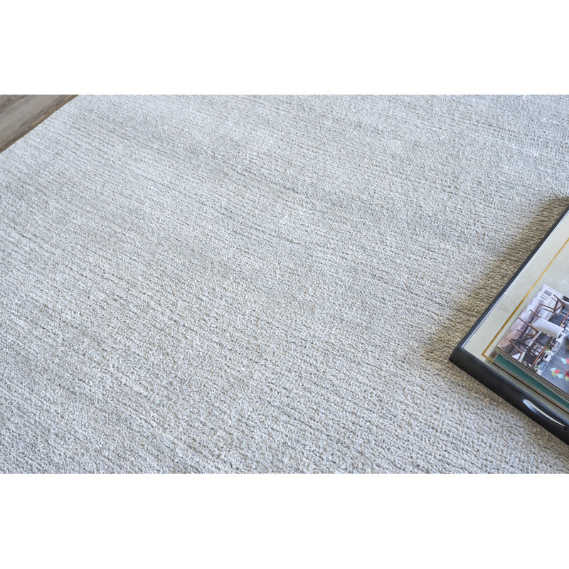 Exquisite Rugs Plush Hand-Knotted Wool/Viscose Chrome Area Rug, Rectangle 10' x 14'