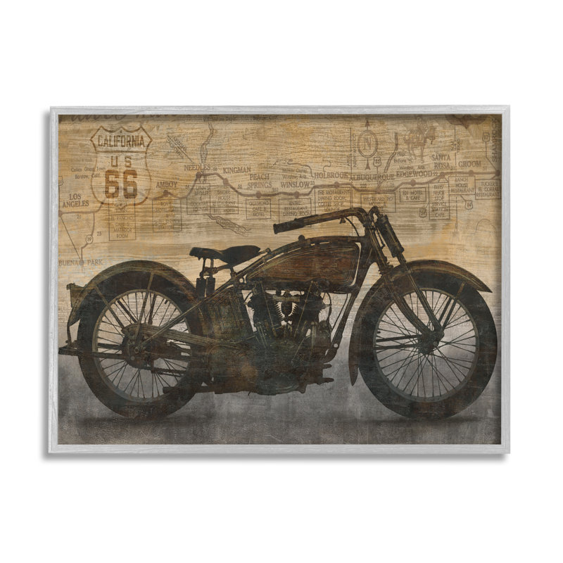 «Vintage Moto Collage on Wood» par Dylan Matthews, reproduction, Estampe numérique Farmhouse, H 24 po x l 30 po x P 1,5 po