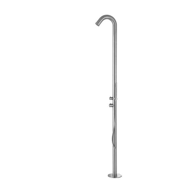 Douche d'extérieur autoportante en acier inoxydable, Brosse
