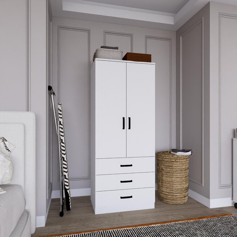 Armoire moderne blanche avec nombreuses tablettes, 23,6 po x 68,9 po x 18,5 po | 100% panneau de particules enduit de mélamine, épaisseur: 0,7 pouce | Conception murale et élégante pour des solutions de rangement élégantes pour la chambre à coucher