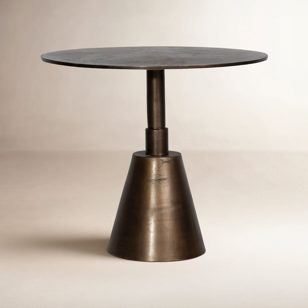 Ferri 34-inch Round Aluminum Oil Brass Finished Pedestal Base BistroTable Dovetail Furniture