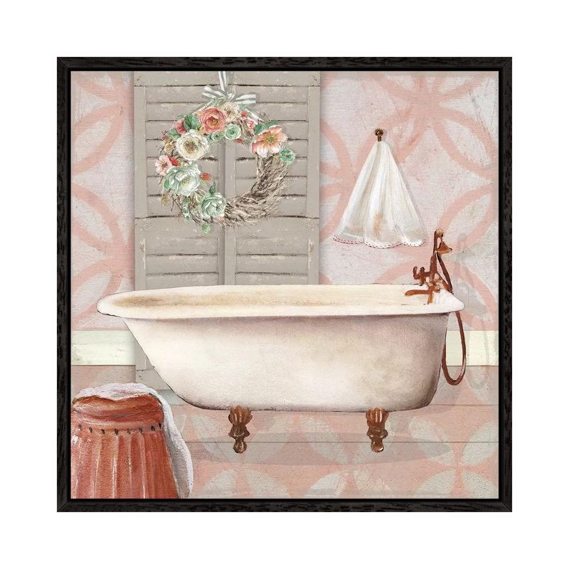 Blushing Bath II by Carol Robinson - Print on Canvas, Black Framed, 45.72 cm H x 45.72 cm W x 3.175 cm D