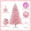 Arbre de Noël illuminé rose 6 pi 6 pi, arbre de Noël artificiel enneigé avec 250 lumières DEL multicolores