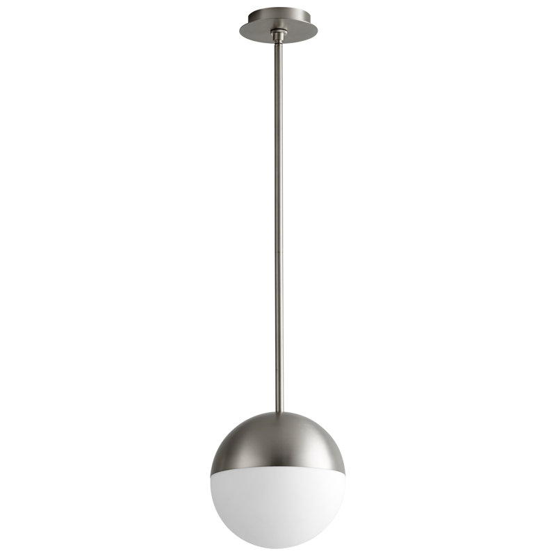 Luminaire suspendu sphère 1 lumière DEL 1 lumière, Nickel satiné, H 26 po x l 10 po x P 10 po