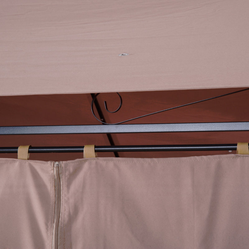 Pavillon de jardin en acier 10 x 13 pi, pour jardin avec toit ventilé et rideaux (kaki), Kaki