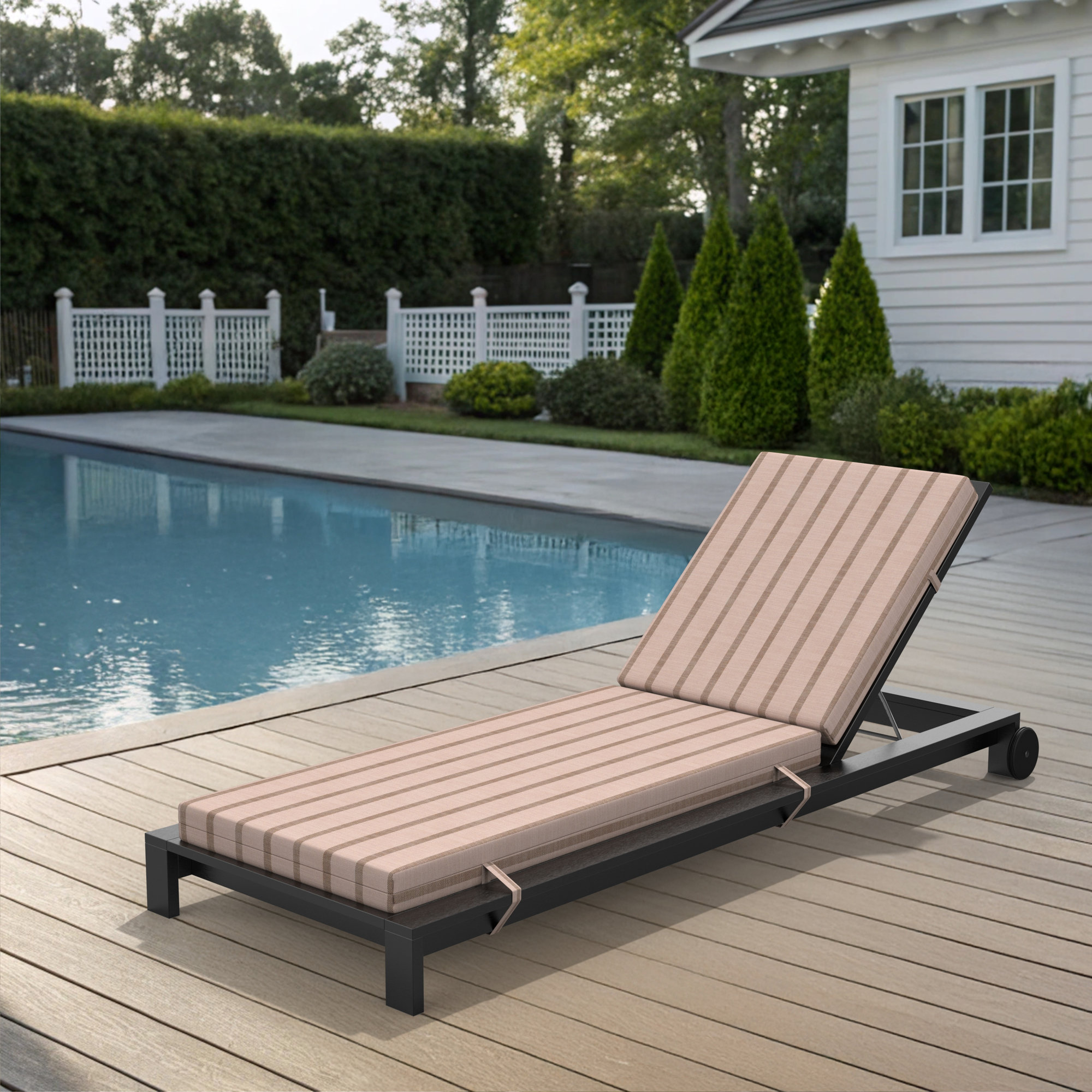 Lani Sunbrella Outdoor Chaise Lounge Cushion, Unwind Cameo, 22.5" W x 47" D