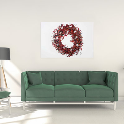 Red Berry Wreath - Rustic Canvas Home Decor Accent Piece