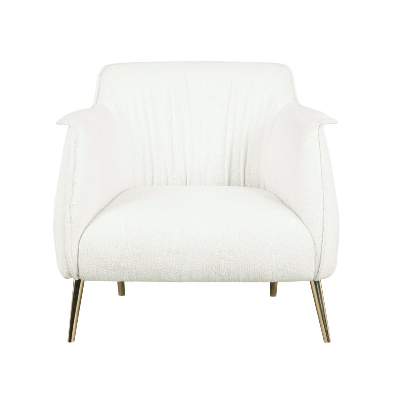 Élégante chaise d'appoint 1pc en blanc avec structure de soutien et pieds en métal doré