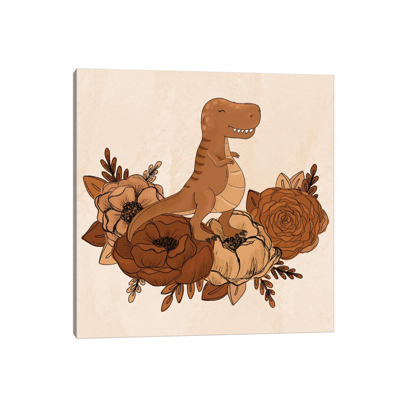 T-Rex Florals by Katie Bryant - Wrapped Canvas Gallery-Wrapped Canvas Giclée, 66.04 cm H x 66.04 cm W x 1.91 cm D