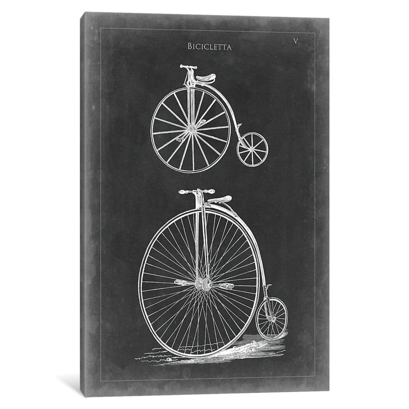 « rétro bicyclettes i », reproduction d’impression sur toile tendue, H 24 po x l 16 po x P 1 po, Papier d'art encadré noir
