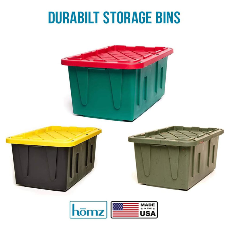 Homz 31 Gallon Durabilt Storage Container w/Latching Lid, Black/Yellow (3 Pack)