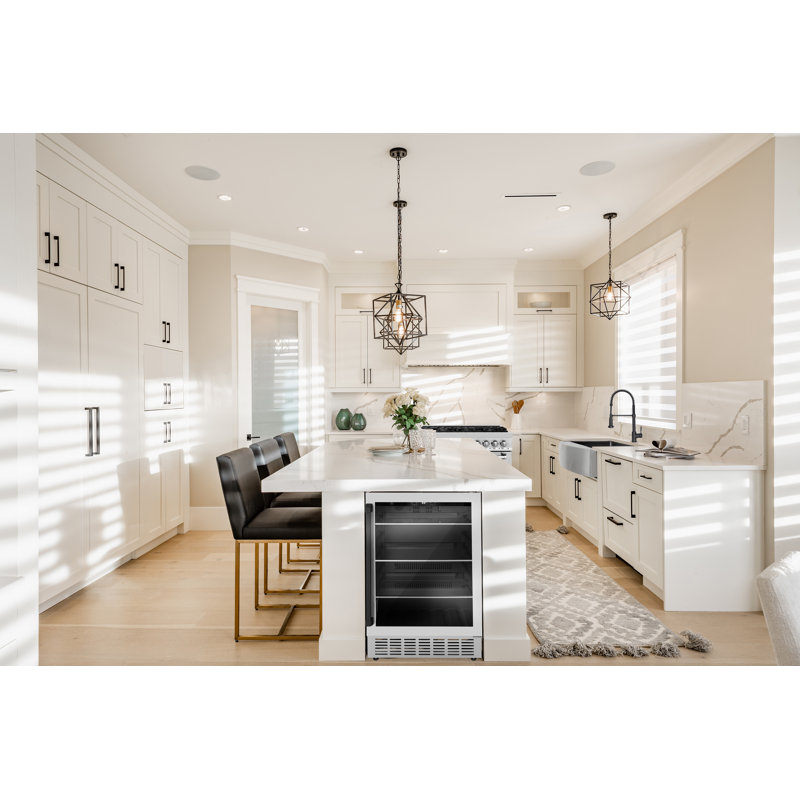ZLINE 24" Monument Autograph Edition 154 Can Beverage Fridge in Stainless Steel, Matte Black