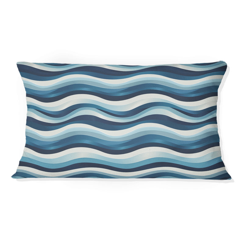 Coussin lombaire moderne Modern Waves IV - blanc et bleu