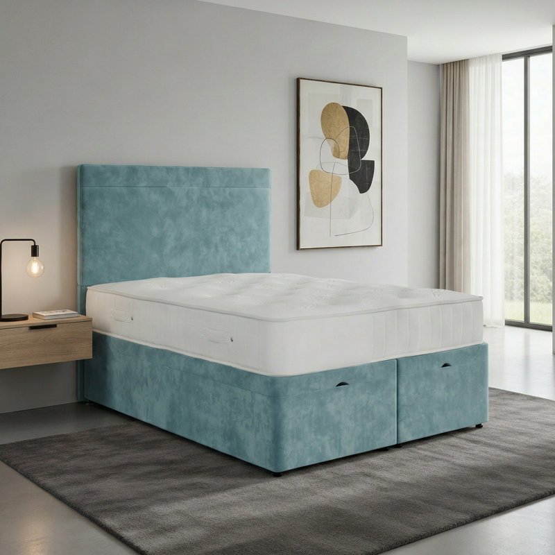 Upholstered Bed, Single, Duck Egg